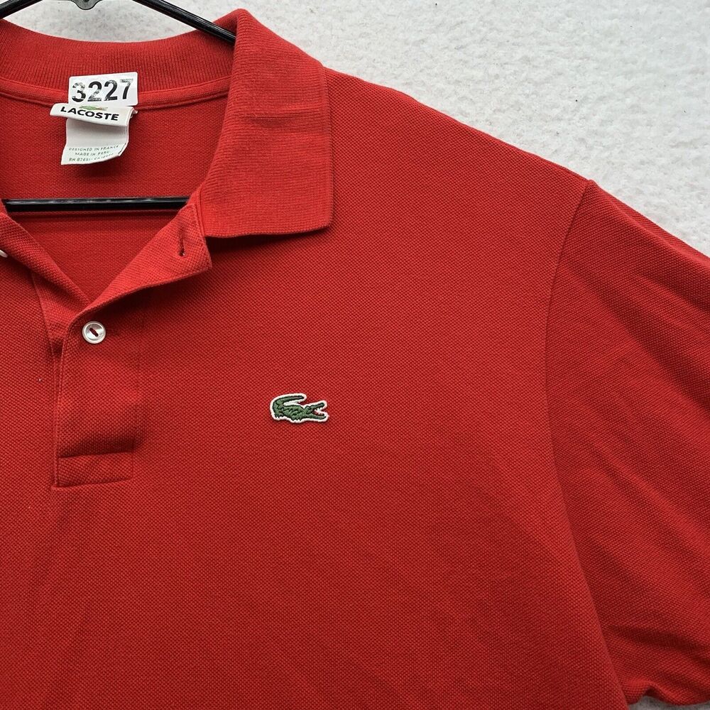 Lacoste Polo Shirt Mens 7 XXL 2XL Red Mesh Preppy Casual Comfort Golf Dad - Picture 2 of 9